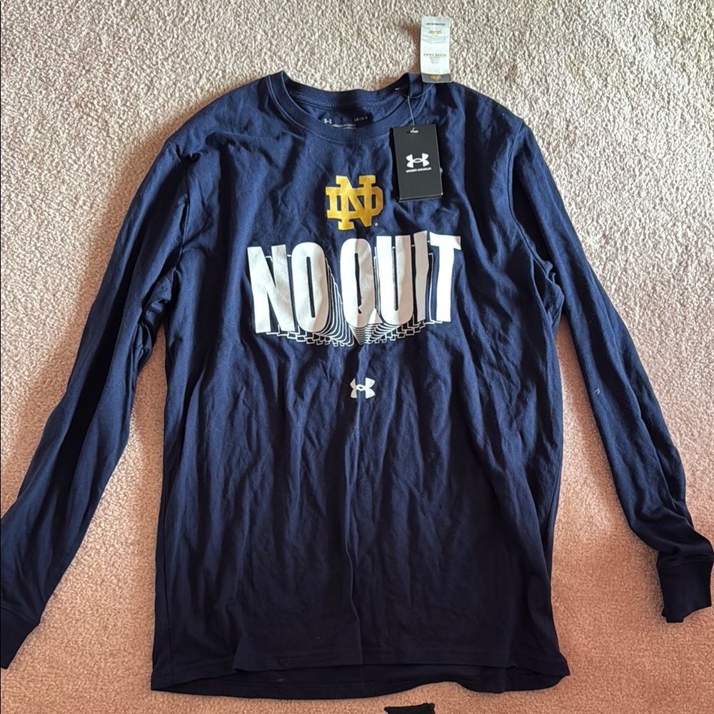 NWT Under Armour Men's Notre Dame Blue Long Sleeve Tee